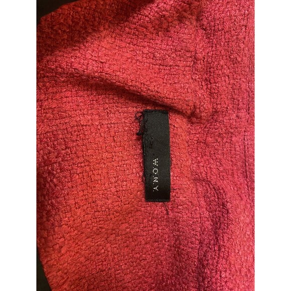 WDNY Hot Pink Fuschia Barbie Tweed Fringe Light Trench Coat Jacket Size Small - Picture 6 of 6